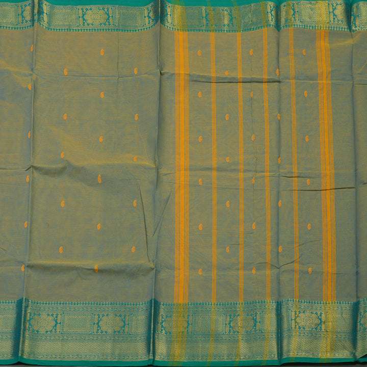 Hayagrivas Beige Pure Cotton Saree with Sea Green Border KBE1612K1-97
