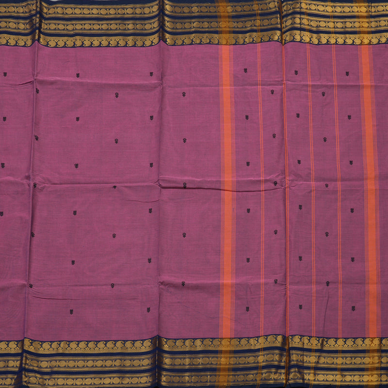 Hayagrivas Purplish Pink Pure Cotton Saree with Navy Blue Border KBE1612K1-99