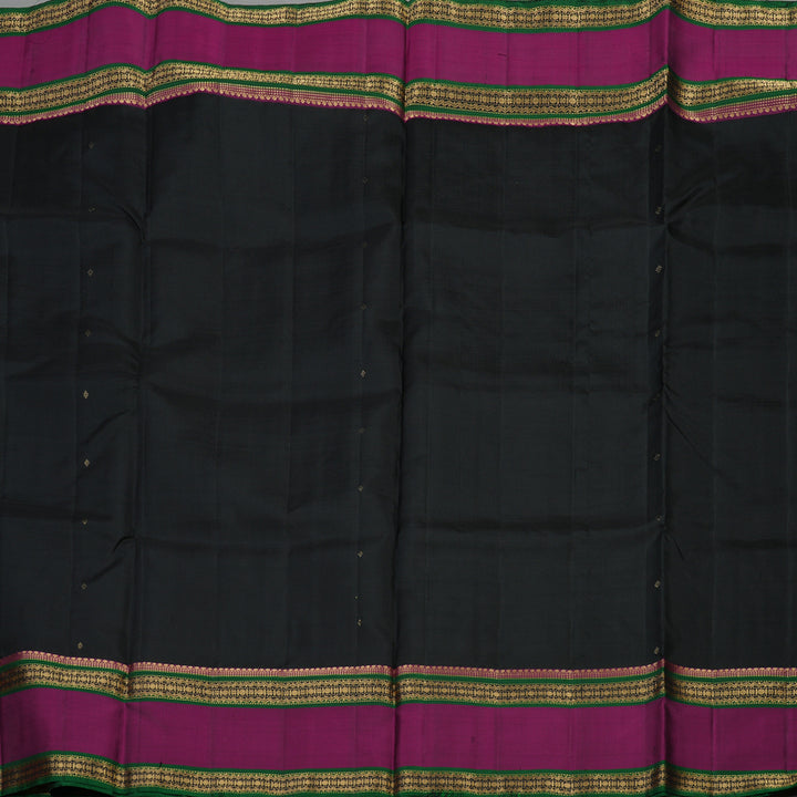 Hayagrivas Handloom Black Kanjivaram Soft Silk Saree with Wine Purple Border KBE1615K1-3