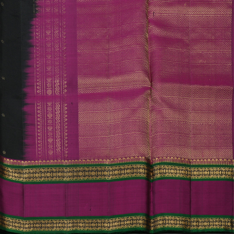 Hayagrivas Handloom Black Kanjivaram Soft Silk Saree with Wine Purple Border KBE1615K1-3
