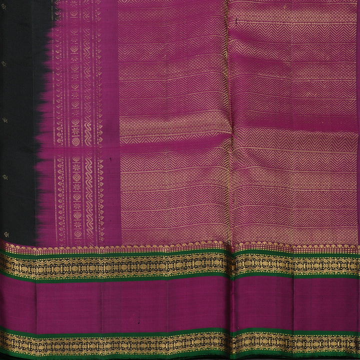 Hayagrivas Handloom Black Kanjivaram Soft Silk Saree with Wine Purple Border KBE1615K1-3