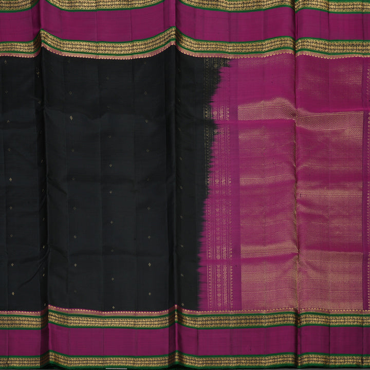 Hayagrivas Handloom Black Kanjivaram Soft Silk Saree with Wine Purple Border KBE1615K1-3