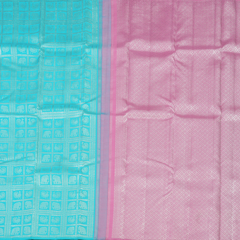 Hayagrivas Handloom Sky Blue Kanjivaram Silk Saree KBE1617K5-1