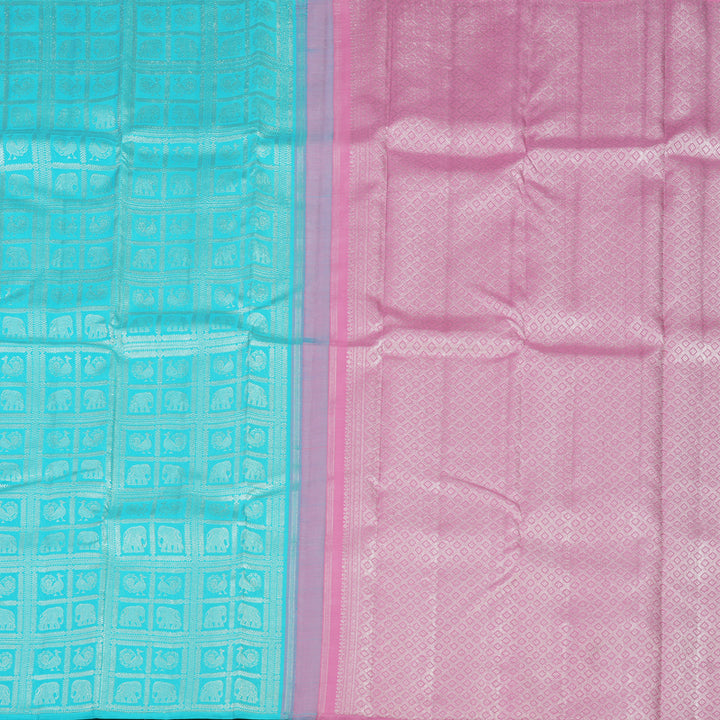 Hayagrivas Handloom Sky Blue Kanjivaram Silk Saree KBE1617K5-1