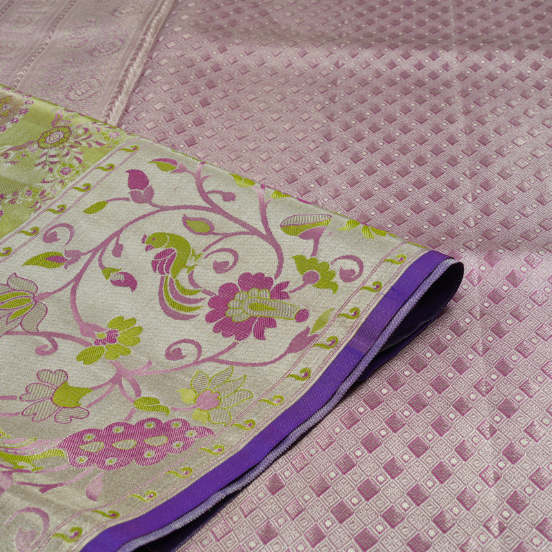 Hayagrivas Handloom Pure Kanjivaram Silk Saree in Lively Apple Green KBE161D4-2