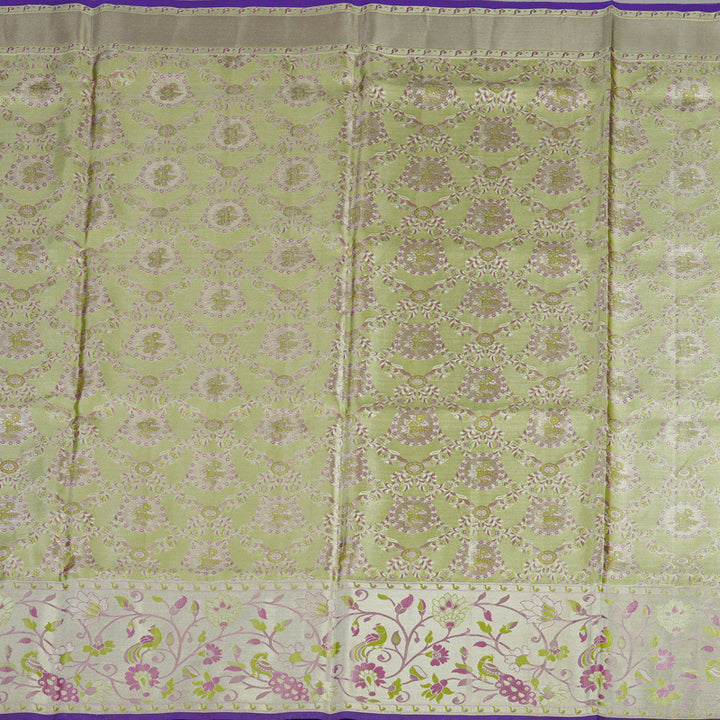 Hayagrivas Handloom Pure Kanjivaram Silk Saree in Lively Apple Green KBE161D4-2