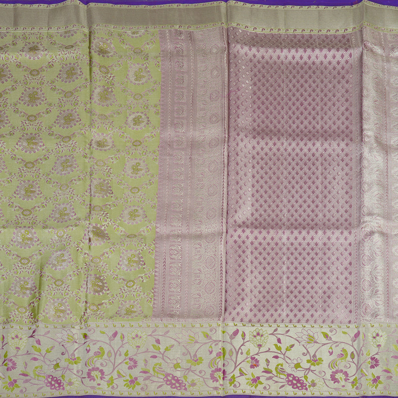 Hayagrivas Handloom Pure Kanjivaram Silk Saree in Lively Apple Green KBE161D4-2