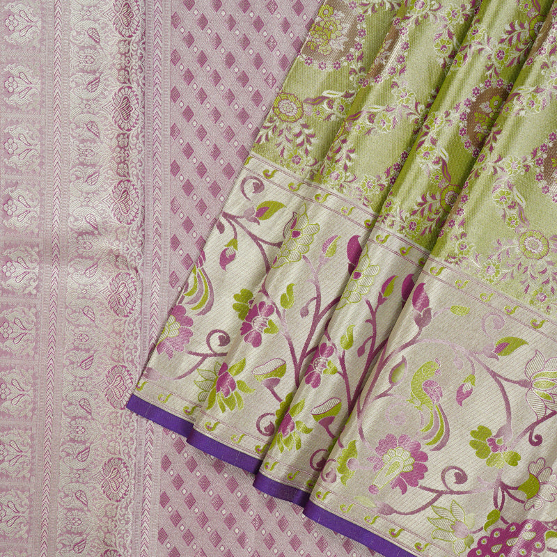 Hayagrivas Handloom Pure Kanjivaram Silk Saree in Lively Apple Green KBE161D4-2