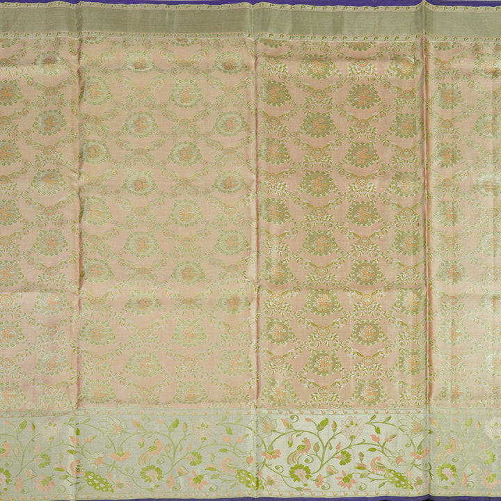 Hayagrivas Handloom Pure Kanjivaram Silk Saree in Charming Peach pink KBE161D4-3