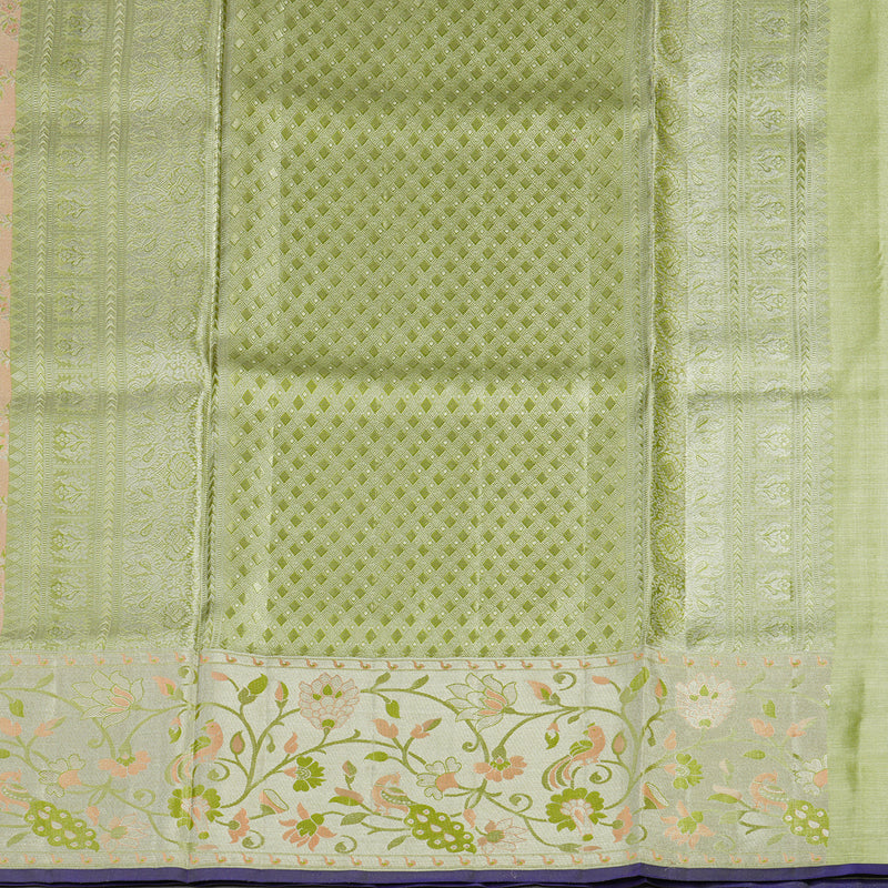 Hayagrivas Handloom Pure Kanjivaram Silk Saree in Charming Peach pink KBE161D4-3