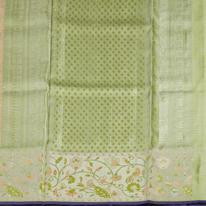 Hayagrivas Handloom Pure Kanjivaram Silk Saree in Charming Peach pink KBE161D4-3