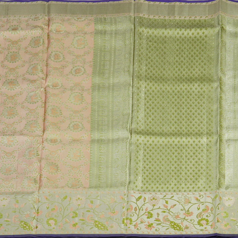 Hayagrivas Handloom Pure Kanjivaram Silk Saree in Charming Peach pink KBE161D4-3