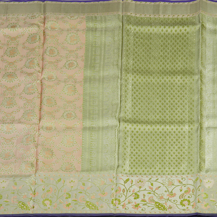 Hayagrivas Handloom Pure Kanjivaram Silk Saree in Charming Peach pink KBE161D4-3