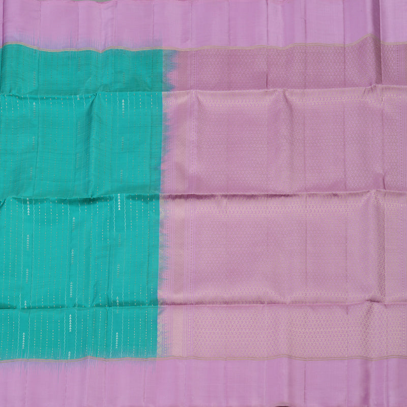 Hayagrivas Teal Pure Soft Silk Saree with Lavendar Pink Border KBE1620K1-1