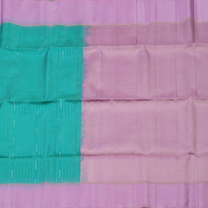 Hayagrivas Teal Pure Soft Silk Saree with Lavendar Pink Border KBE1620K1-1