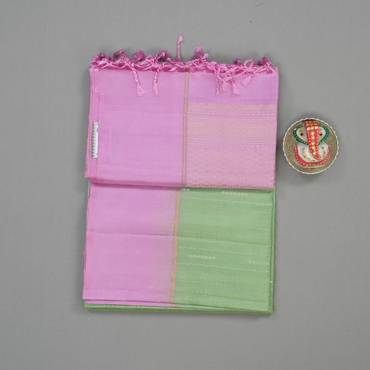 Hayagrivas Pastel Green Pure Soft Silk Saree with Lavendar Pink Border KBE1620K1-3