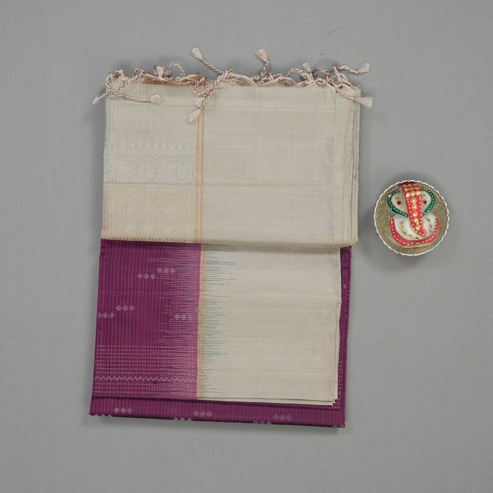 Hayagrivas Wine Purple Pure Soft Silk Saree with Beige Border KBE1620K2-2