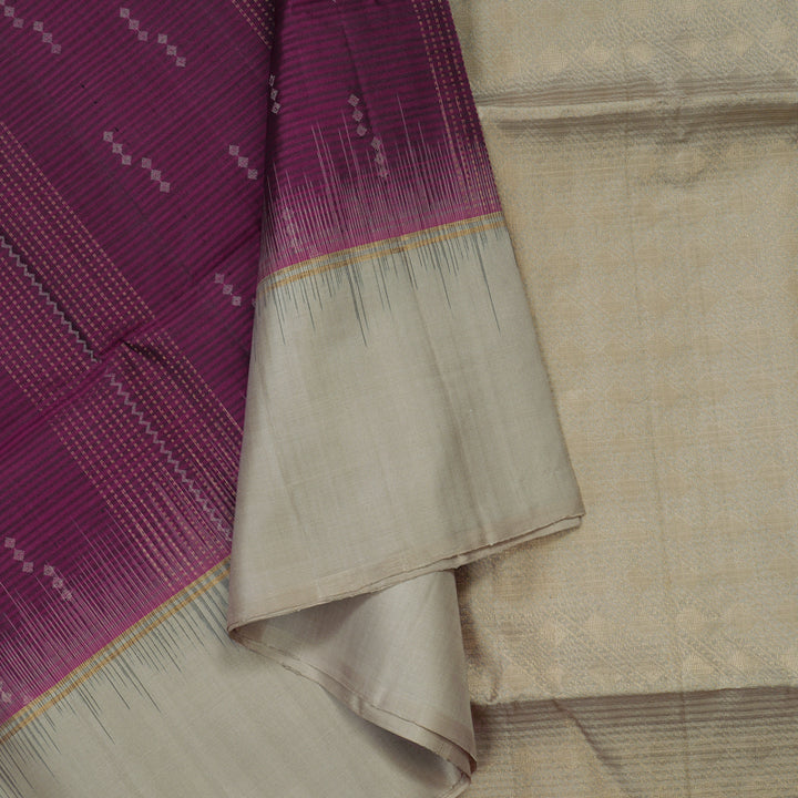 Hayagrivas Wine Purple Pure Soft Silk Saree with Beige Border KBE1620K2-2