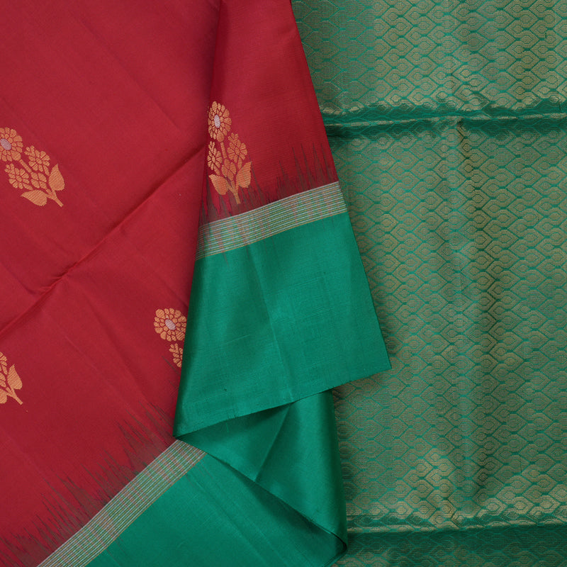 Hayagrivas Deep Red Pure Soft Silk Saree KBE1620K3-3