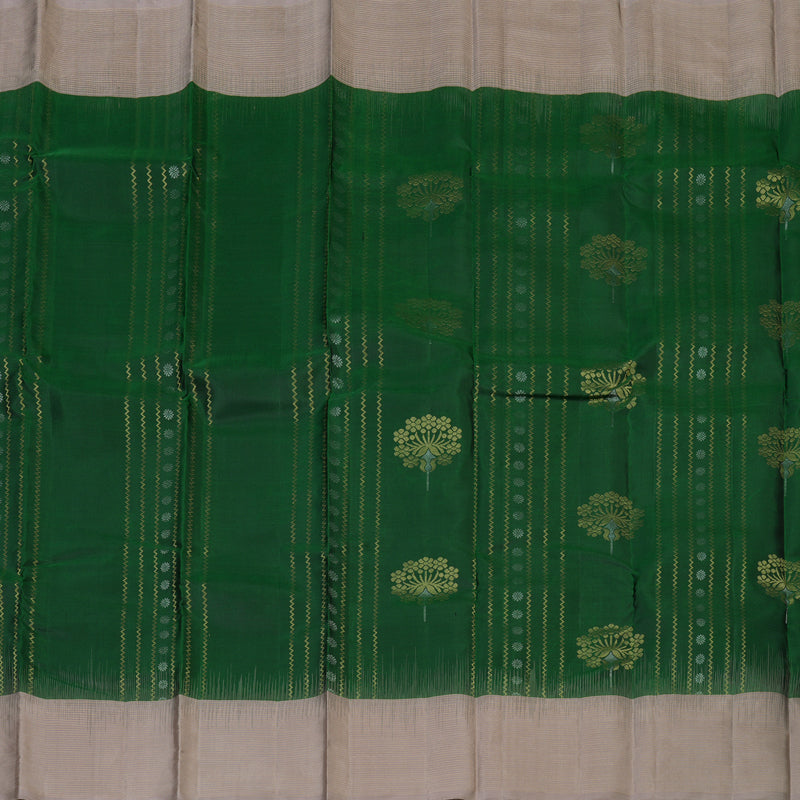 Hayagrivas Handloom Dark Green Kanjivaram Silk Saree with Onion Pink Border KBE1620K6-1