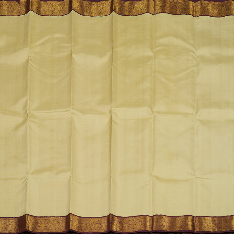 Hayagrivas Handloom Sandal Beige Kanjivaram Silk Saree with Wine Maroon Border KBE1621K1-1