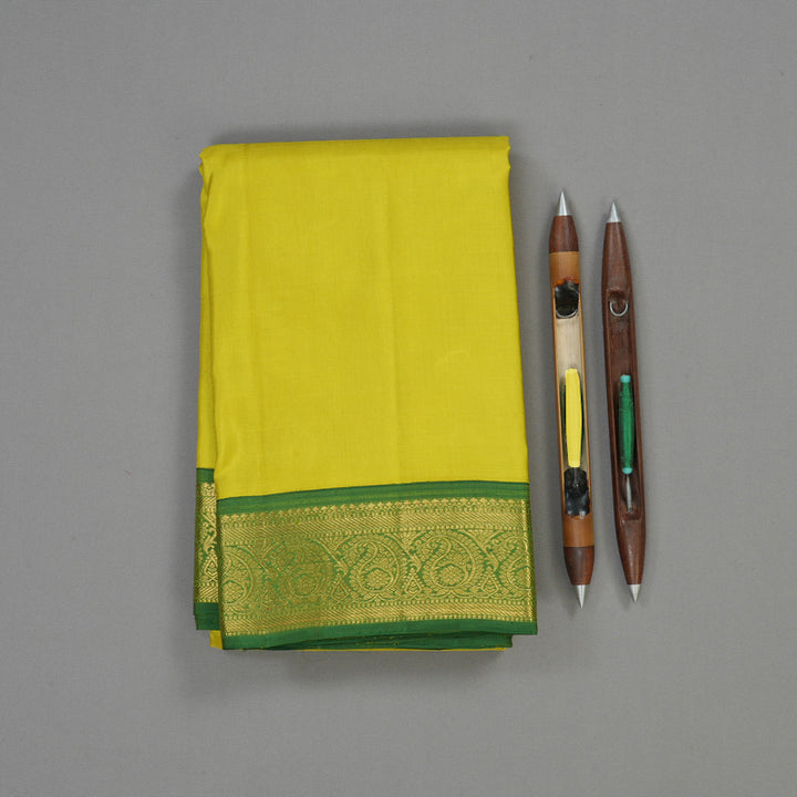 Hayagrivas Handloom Lime Green Kanjivaram Silk Saree with Green Border KBE1621K1-2