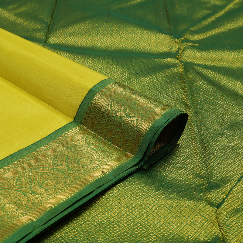 Hayagrivas Handloom Lime Green Kanjivaram Silk Saree with Green Border KBE1621K1-2