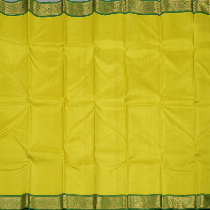 Hayagrivas Handloom Lime Green Kanjivaram Silk Saree with Green Border KBE1621K1-2