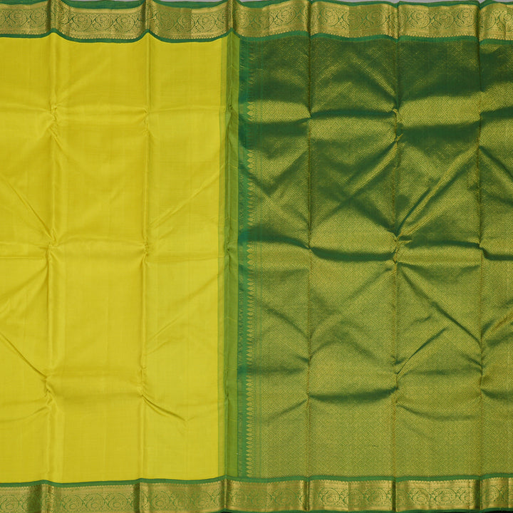 Hayagrivas Handloom Lime Green Kanjivaram Silk Saree with Green Border KBE1621K1-2