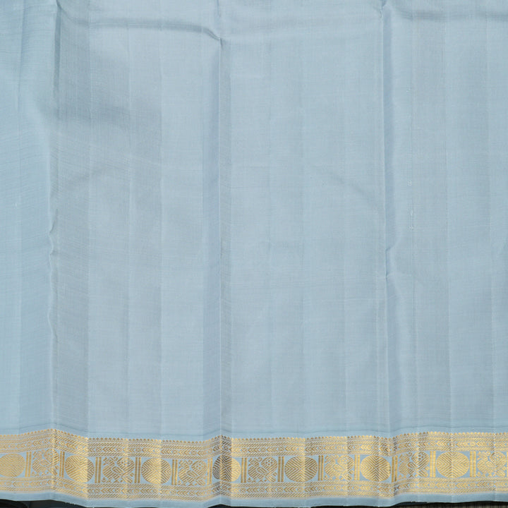Hayagrivas Handloom Fanta Orange Kanjivaram Silk Saree with Bluish Grey Border KBE1621K1-3