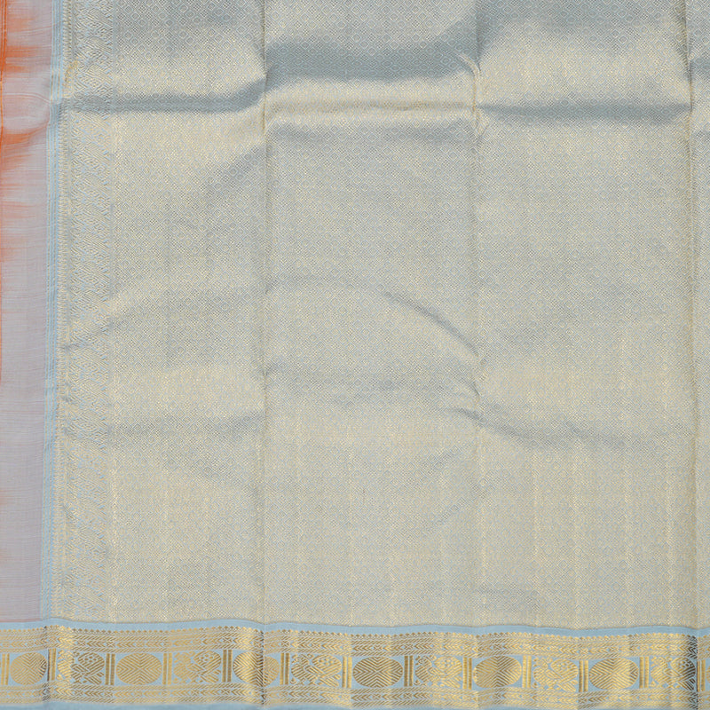Hayagrivas Handloom Fanta Orange Kanjivaram Silk Saree with Bluish Grey Border KBE1621K1-3
