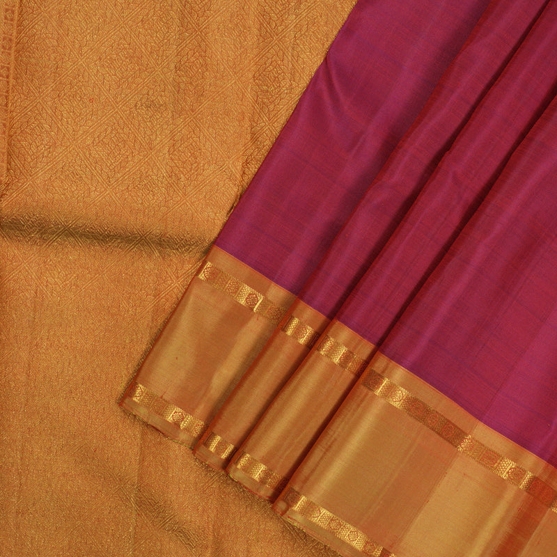 Hayagrivas Handloom Wine Kanjivaram Silk Saree with Golden Yellow Border KBE1621K4-1