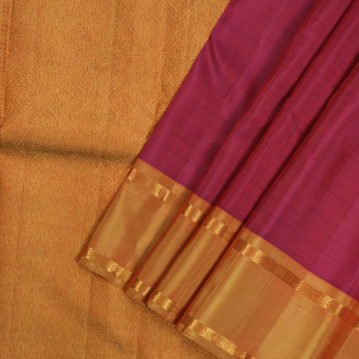 Hayagrivas Handloom Wine Kanjivaram Silk Saree with Golden Yellow Border KBE1621K4-1