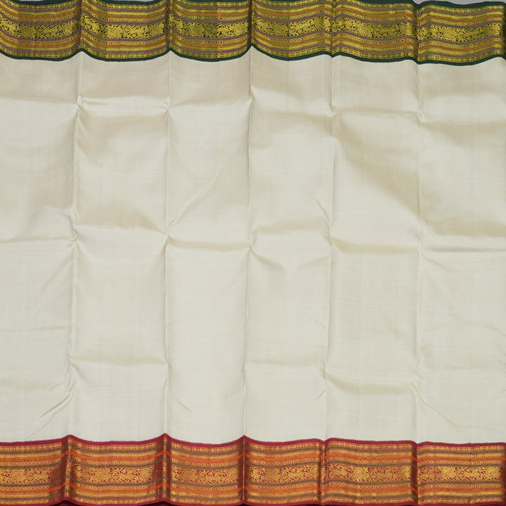 Hayagrivas Handloom Beige Kanjivaram Silk Saree with Ganga Jamuna border KBE1624K12-1