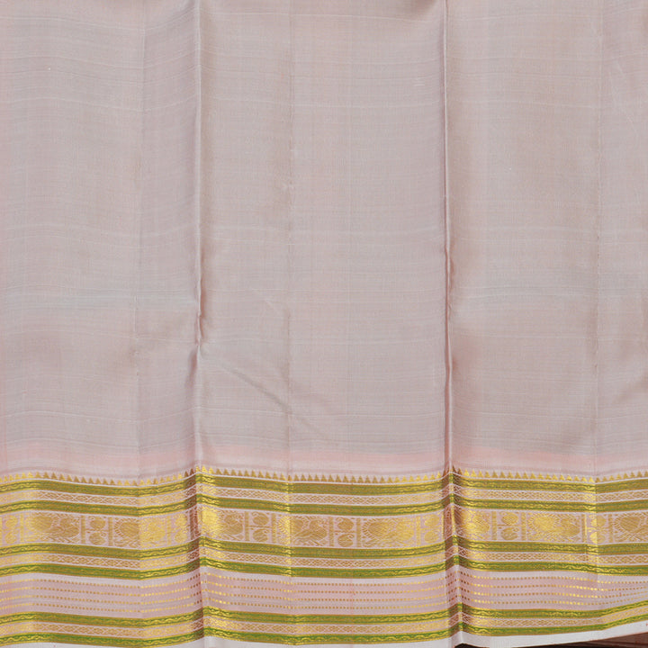 Hayagrivas Handloom Peacock Green Kanjivaram Silk Saree with Baby Pink border KBE1624K13-1