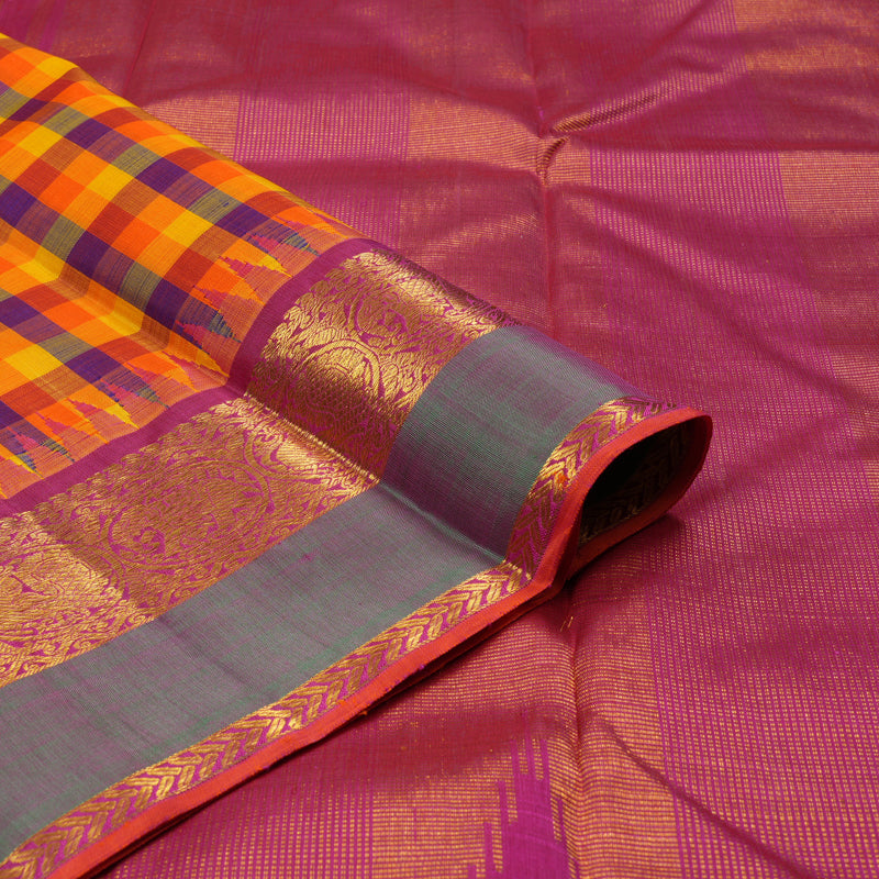 Hayagrivas Handloom Multicolour Checks Kanjivaram Silk Saree KBE1624K8-1