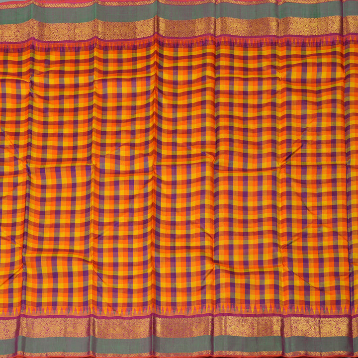 Hayagrivas Handloom Multicolour Checks Kanjivaram Silk Saree KBE1624K8-1