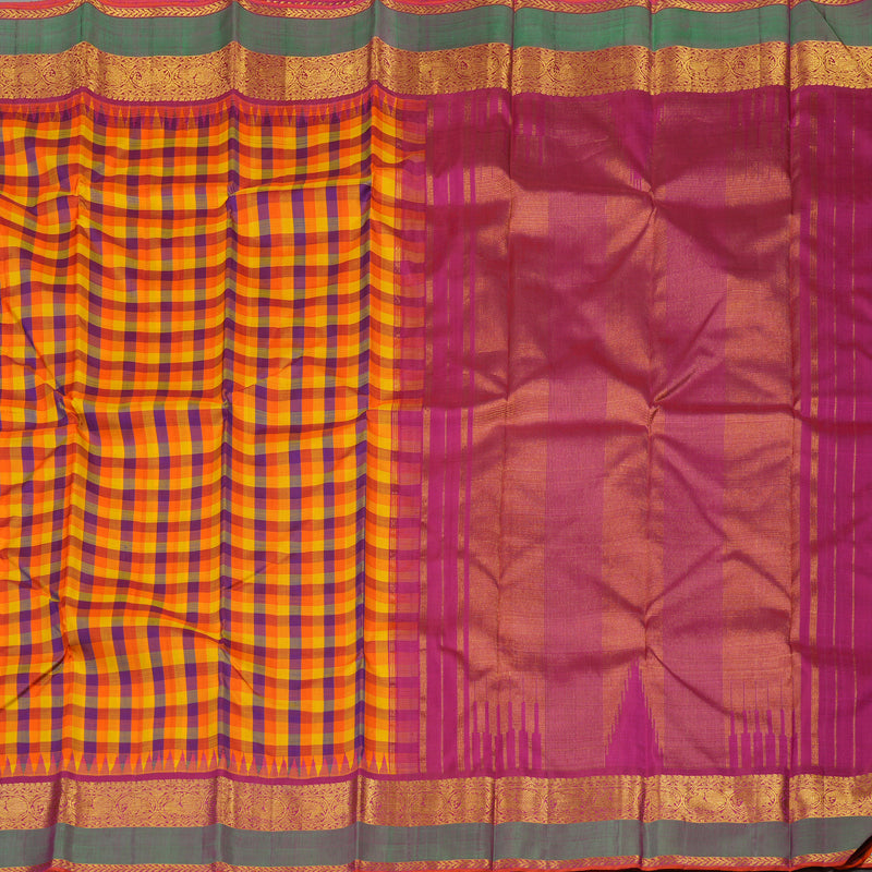 Hayagrivas Handloom Multicolour Checks Kanjivaram Silk Saree KBE1624K8-1