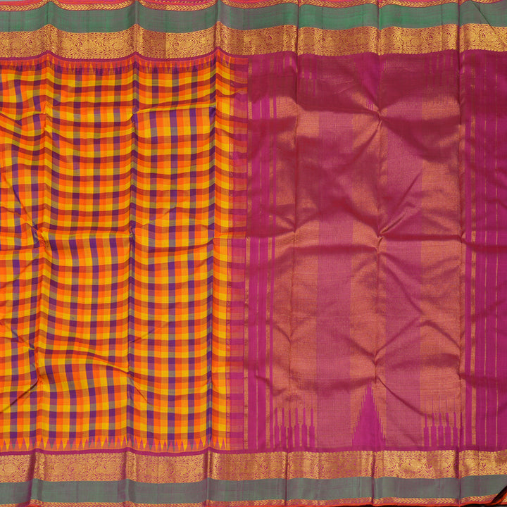Hayagrivas Handloom Multicolour Checks Kanjivaram Silk Saree KBE1624K8-1