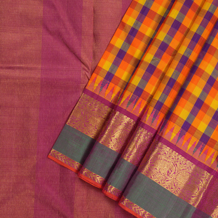Hayagrivas Handloom Multicolour Checks Kanjivaram Silk Saree KBE1624K8-1
