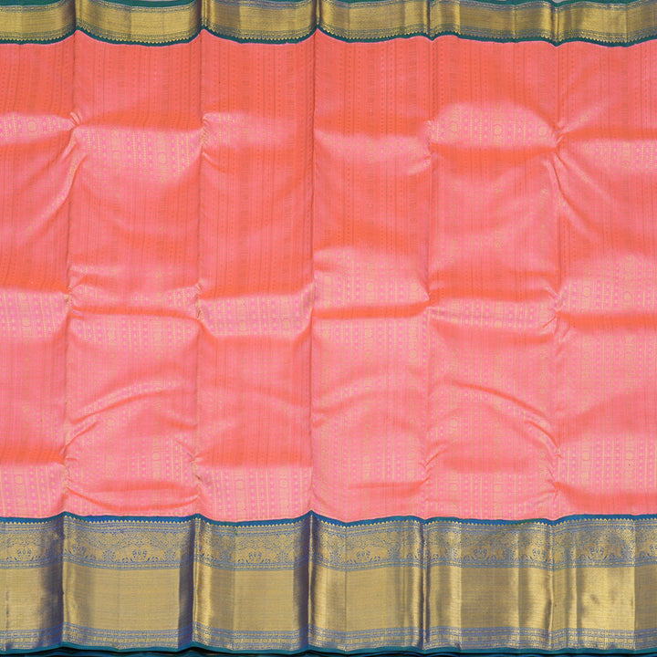 Hayagrivas Handloom Bright Pink Kanjivaram Silk Saree with Mayilkazhuthu border KBE1625K18-1