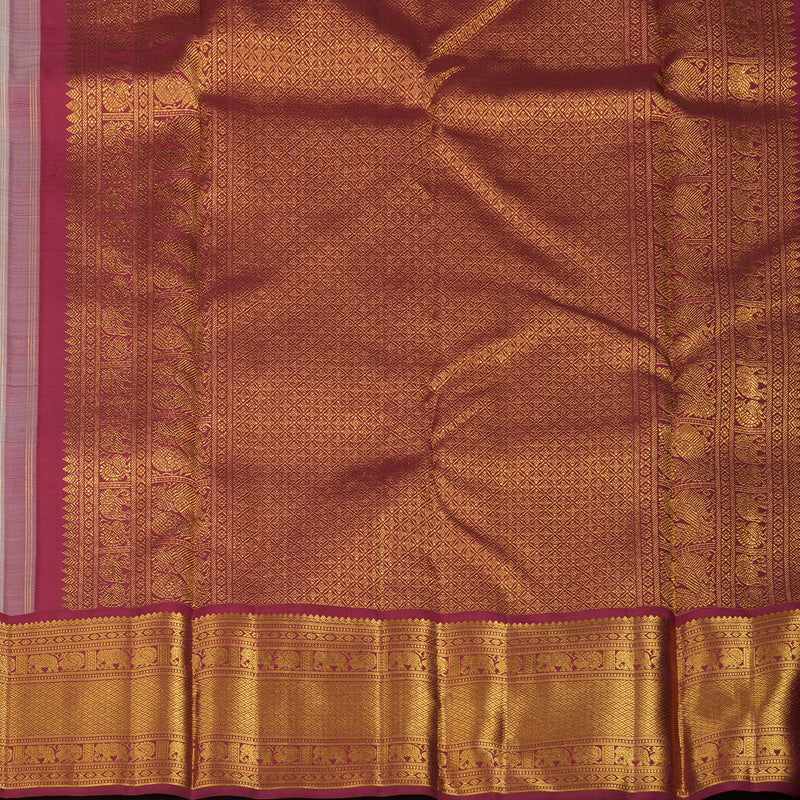 Hayagrivas Handloom Half White Kanjivaram Silk Saree with Maroon border KBE1625K20-1