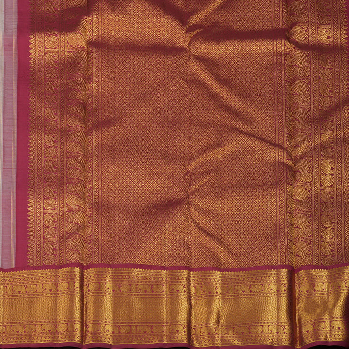 Hayagrivas Handloom Half White Kanjivaram Silk Saree with Maroon border KBE1625K20-1