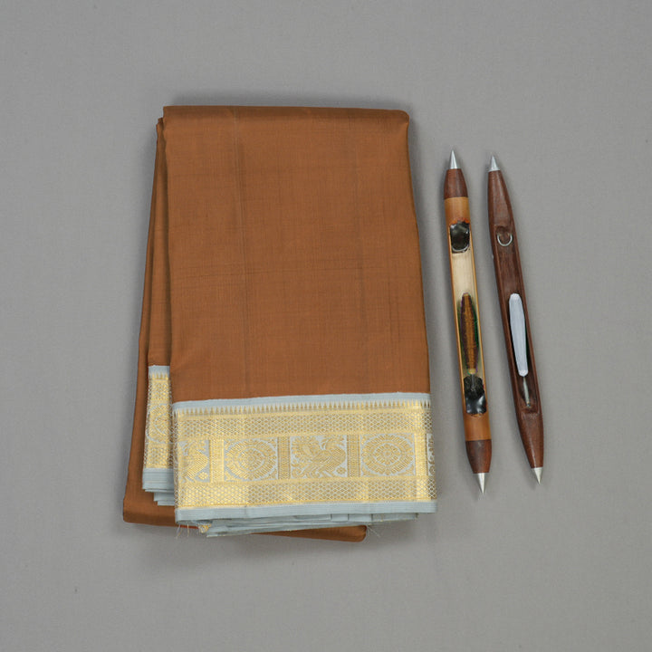Hayagrivas Handloom Bronze Brown Kanjivaram Silk Saree with Grey Border KBE1628K2-1