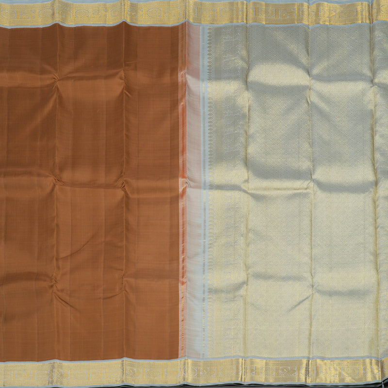 Hayagrivas Handloom Bronze Brown Kanjivaram Silk Saree with Grey Border KBE1628K2-1