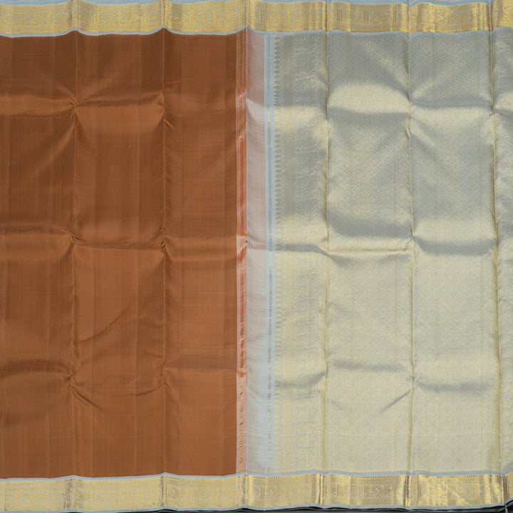 Hayagrivas Handloom Bronze Brown Kanjivaram Silk Saree with Grey Border KBE1628K2-1