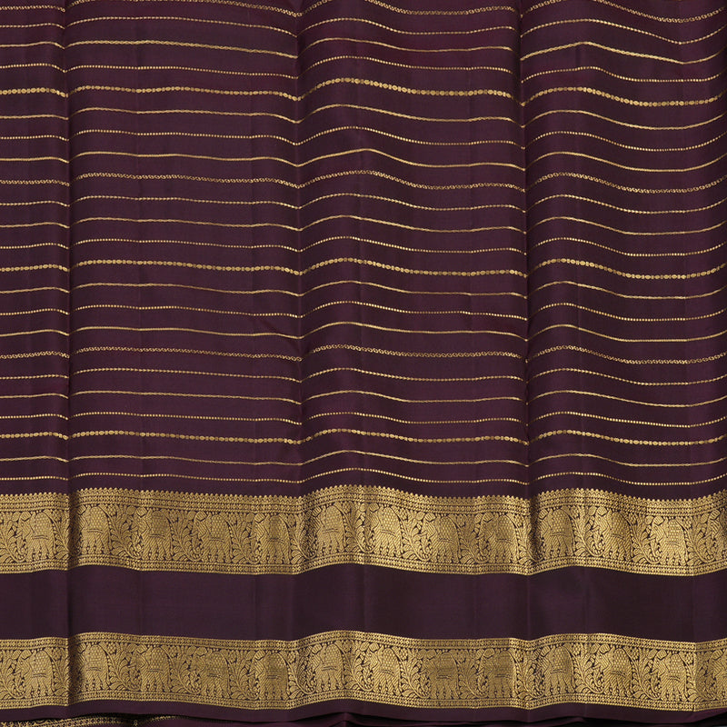 Hayagrivas Handloom Wine Maroon Kanjivaram Silk Saree with Paaku Border KBE1629K1-5