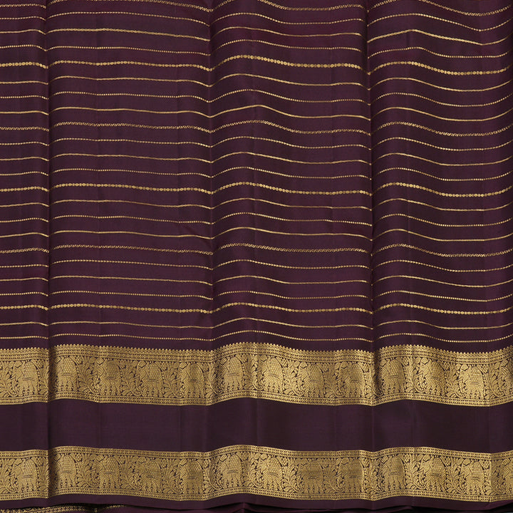 Hayagrivas Handloom Wine Maroon Kanjivaram Silk Saree with Paaku Border KBE1629K1-5