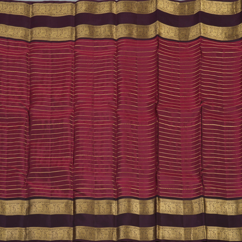 Hayagrivas Handloom Wine Maroon Kanjivaram Silk Saree with Paaku Border KBE1629K1-5