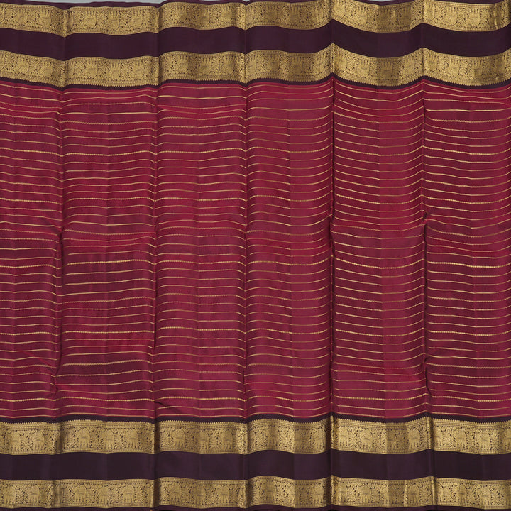 Hayagrivas Handloom Wine Maroon Kanjivaram Silk Saree with Paaku Border KBE1629K1-5
